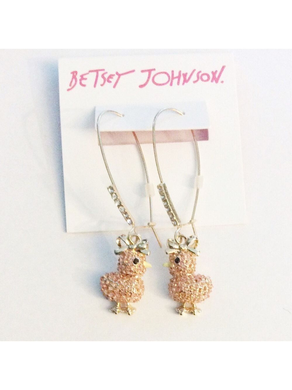 Betsey Johnson Pave Baby Chick Dangle Earrings NWT